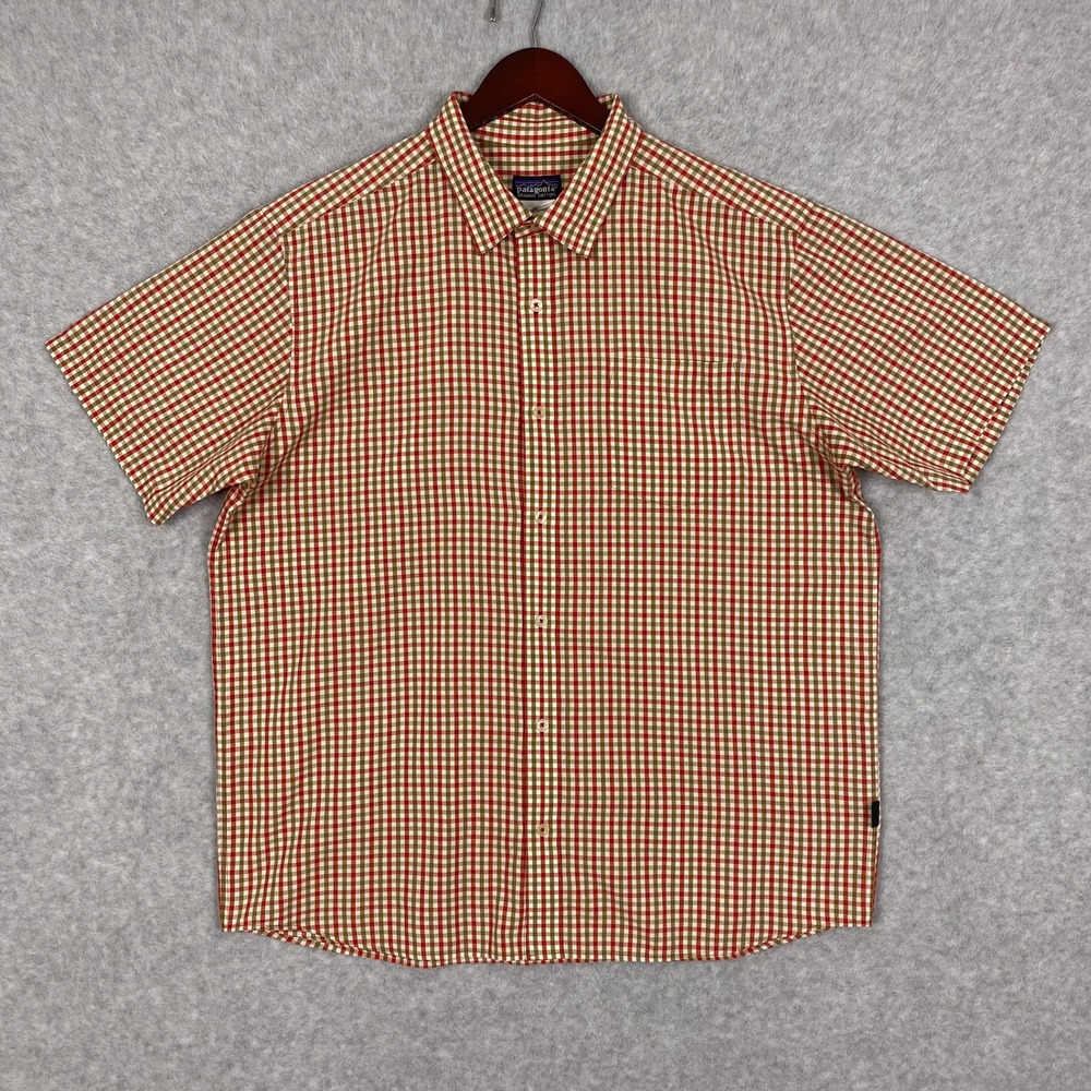 Patagonia Shirt Mens L Organic Cotton Gingham Check Short Sleeve Button Up - Picture 2 of 9